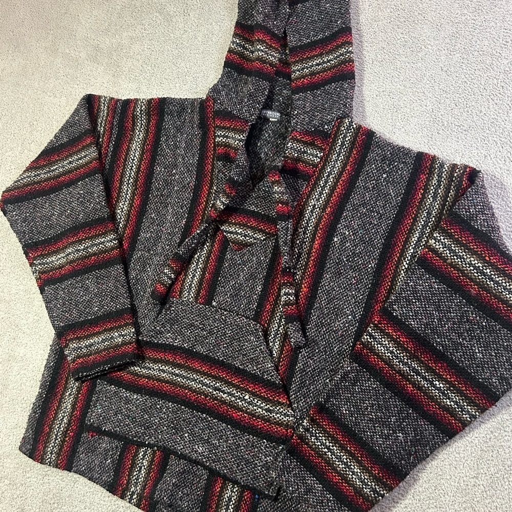 Earthbound Trading Co Baja Drug Rug Pullover Hoodie Adult Small Boho Striped